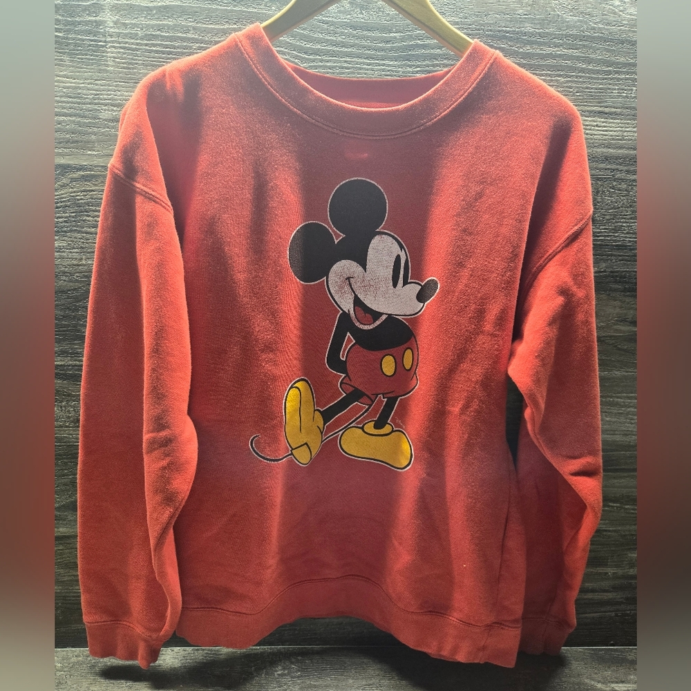 Mickey‎ Mouse M/L Sweatshirt Red Crewneck Disney Vintage 1990's 23x26